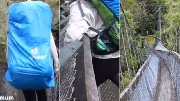La caída de 4 turistas en un puente