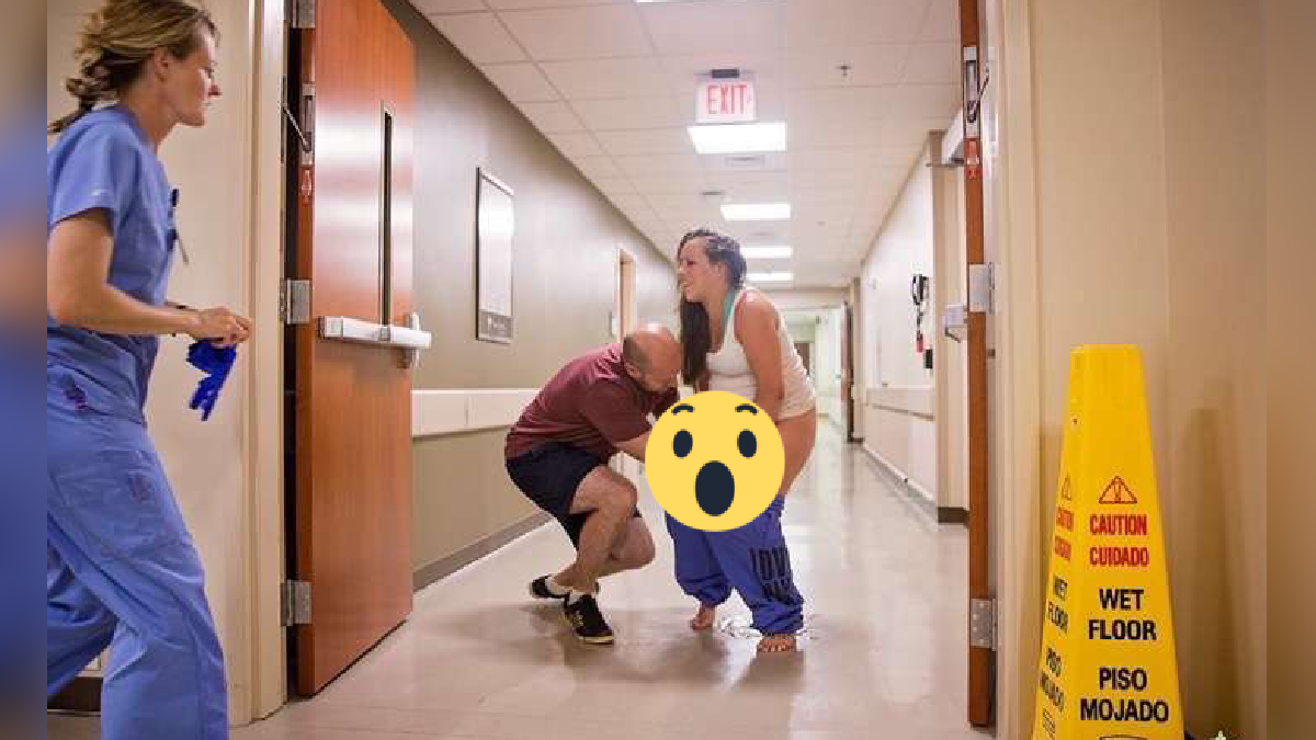 Parto el el pasillo de un hospital