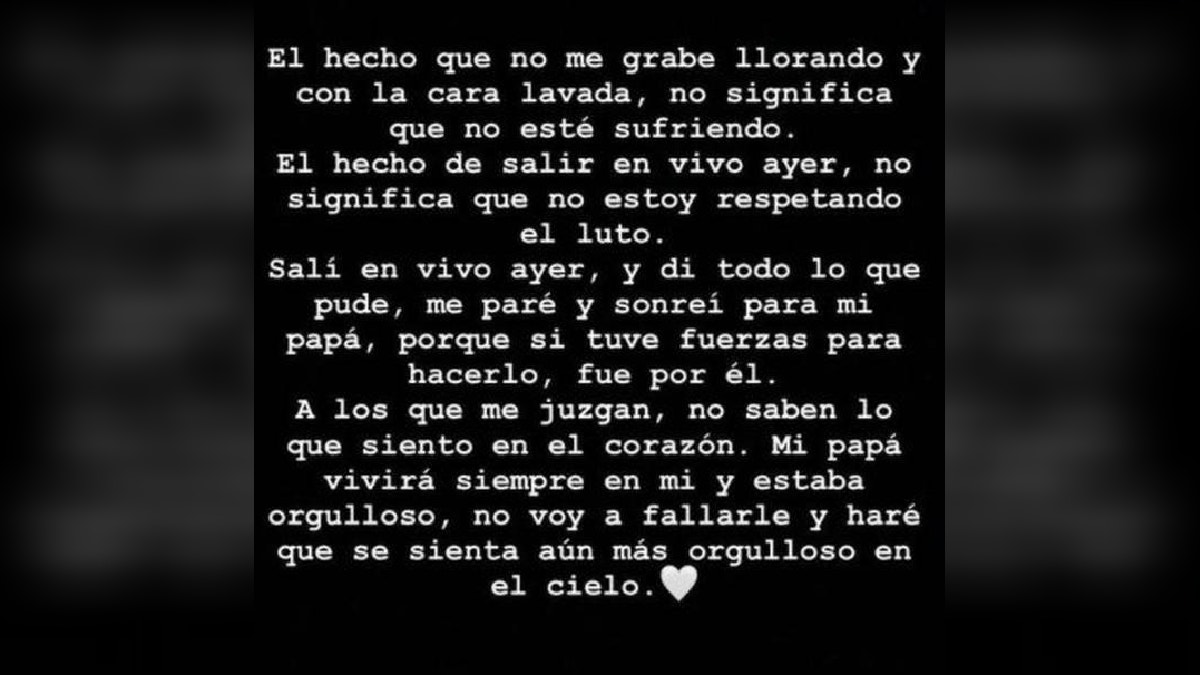 María Grazia Polanco a sus críticos: “El hecho de salir en vivo, no significa que no estoy respetando el luto”